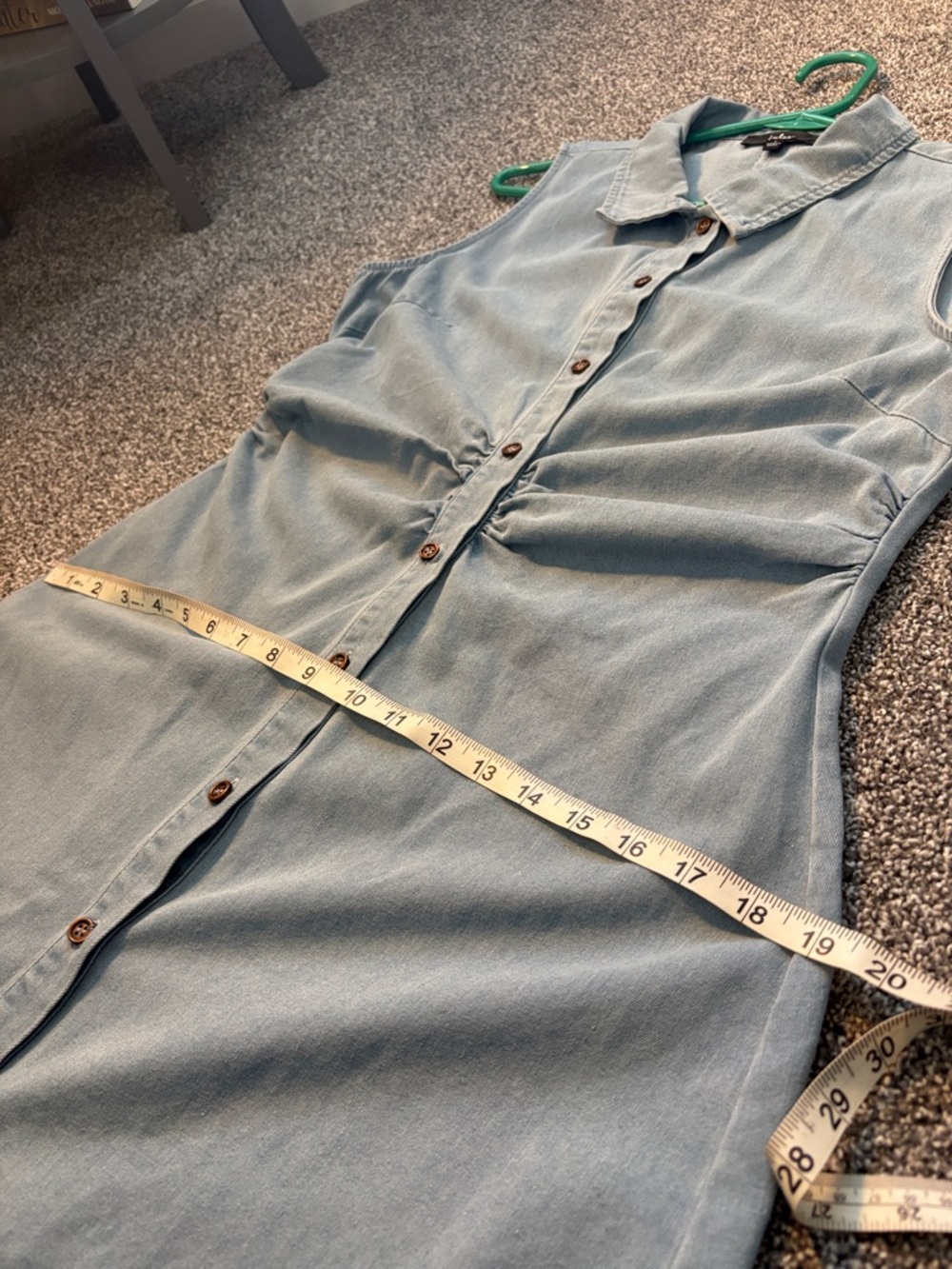 Like New Button Up Chambray Ruched Denim Mini Dress by LuLus Large - Picture 12 of 13